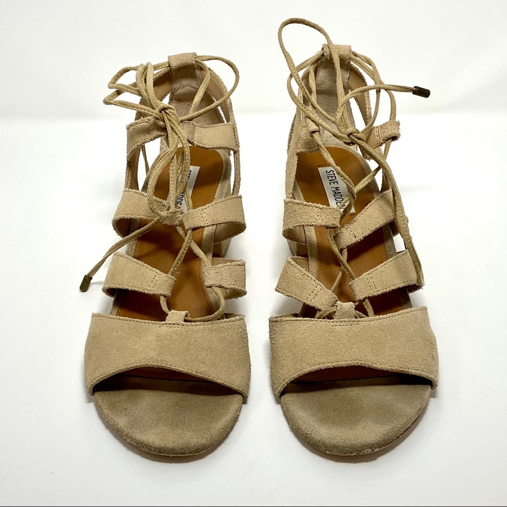 Hydii Steve Madden Beige Suede Sandals - Picture 3 of 8